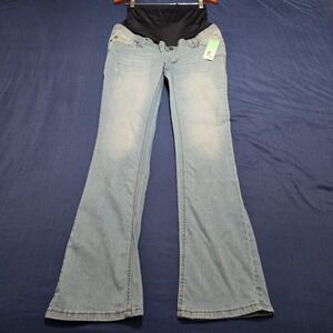 Oh! Mamma Maternity Jeans Women Medium Light Blue NEW Flare Full Belly Panel